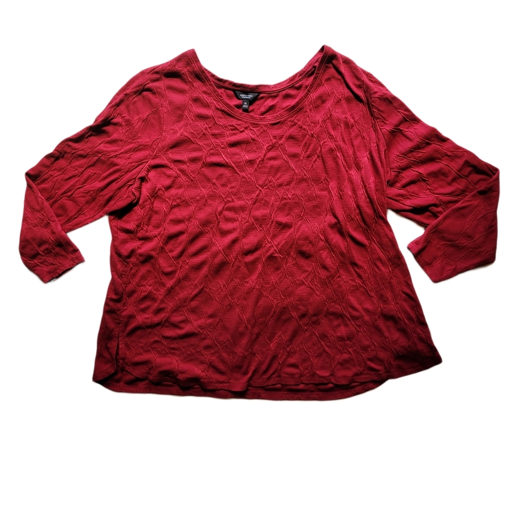 Simply Vera Wang Womens Knit Top Size Burgundy Scoop Neck Polyester Blend 3X GUC